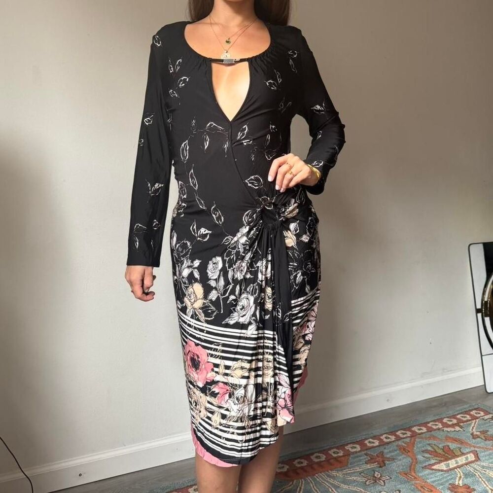 Paola Frani Y2K floral wrap midi dress